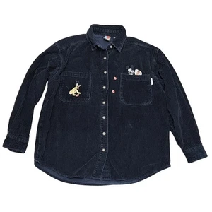 Mickey Unlimited Disney Vintage Hemd mit Knopfleiste Damen Medium schwarz Cord Pluto - Bild 1 von 9