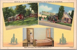Vintage 1937 CHESTER, Virginia Postcard MOORE'S BRICK COTTAGES / Curteich Linen - Picture 1 of 2