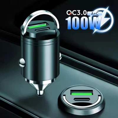 Mini 100W PD QC Pull Fast Charging Car Charger USB C Car Phone Charger - Image 1 of 4