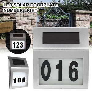 Letrero de luz LED de energía solar casa puerta calle dirección placa número placa lámpara EE. UU. - Imagen 1 de 22