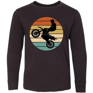 Inktastic Dirt Biking Motocross Retro Youth Long Sleeve T-Shirt Bike Motorbike - Picture 1 of 4