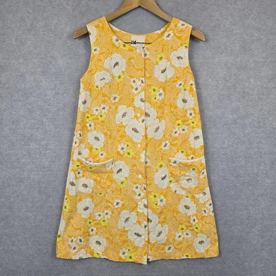 Vestido de Cristal Vintage Años 60 Para Mujer 10 Años 60 Amarillo Floral Hippie Columpio Verano Mod Foto 1 de 4