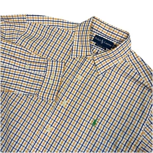 Ralph Lauren Shirt Mens 16-32/33 White w/Blue-Orange Checks Classic Fit - Picture 1 of 5