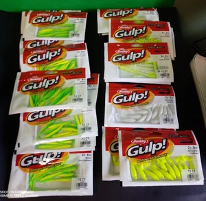 Berkley Gulp Package Deal, 18 packages- 3" Minnow  & Grubs See Description NEW - Bild 1 von 8