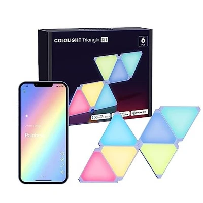 Cololight LED Triangle Lights 6pc Kit - Smart RGB Wall Panels, Music Sync Alexa