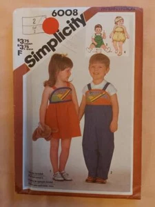 Simplicity 6008 Vintage Toddler's Sundress or Jumper & Overalls Pattern Size 2 - Picture 1 of 2