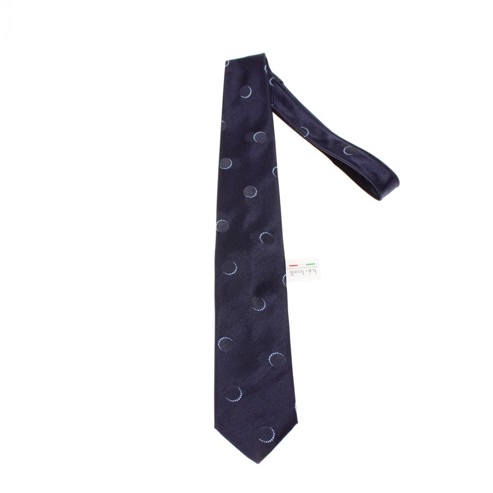 Gravata Italo Ferretti nova com etiquetas azul escuro/claro com bolinhas 100% seda feita na Itália - Imagem 1 de 4