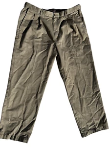 Haggar Pants Mens 38x30 Dress Slacks Expandable Waist Pleated Cuffed Brown  - Picture 1 of 4