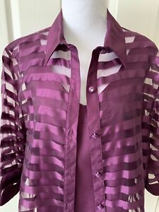 SAG HARBOR LOVELY PURLE 3 PIECE POLYESTER PANT SUIT SET - SIZE 20 PETITE