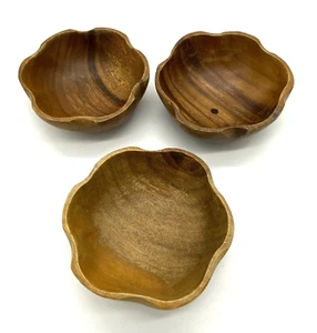 Vintage 3er Set Holz Salatschüsseln ohne Markierungen 5,5" Mid Century Kratzer - Bild 1 von 8