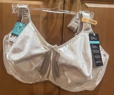 Bali Minimizer 3562 Underwire Bra Women's Beige Satin Tracings Comfort Strap NWT - Image 1 of 3