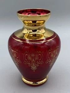 VTG Laguna Murano Glass Venezia Ruby Red Gold Overlay Original Sticker Stunning! - Picture 1 of 7
