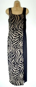 Joseph Ribkoff Maxi Dress Sz 12 Excellent! Zebra Print Black Copper Straight  - Picture 1 of 12