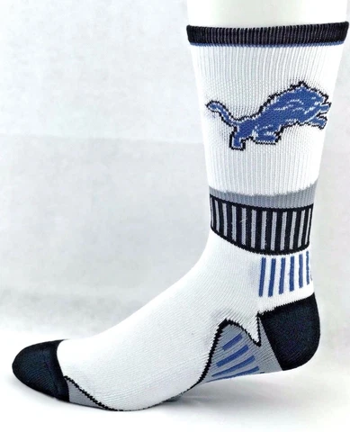 Detroit Lions Football White & Black Sport Big Deuce Crew Socks Cover