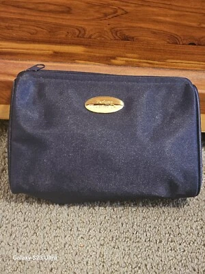  Bolsa organizadora de maquillaje cosmético vintage Dior azul marino satinado Foto 1 de 4