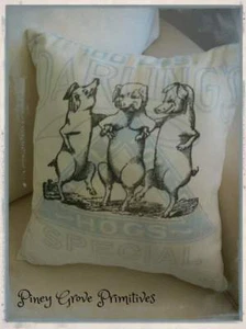 PRIMITIVE ANTIQUE GRAIN FEED SACK BAG LGE RE-PURPOSED PORCH PILLOW HOGS SPECIAL - Picture 1 of 2