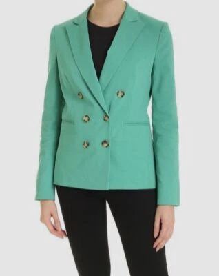Chaqueta Blazer PINKO Para Mujer Verde Sólido Simbad Doble Pecho Talla US 1 Foto 1 de 4