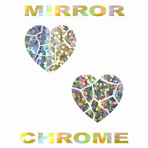 Heart Sticker - 2 Pack - Broken Heart Decal - Choose Chrome Color And Size - Picture 1 of 2