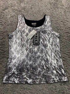 Berek Top Women Medium Silver Metallic Sequin Sleeveless Flashy Flirt Tank NWT - Picture 1 of 10