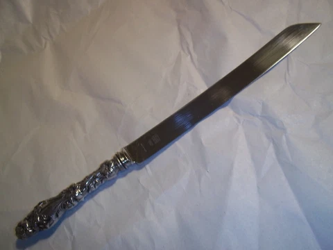 Gorham Lily Sterling Silver Handle Sheffield Blade Wedding Cake Knife 12.5" Cover