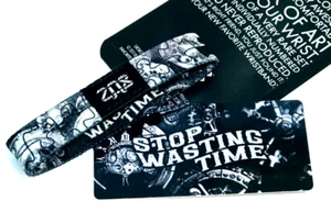 ZOX **STOP WASTING TIME** Silver Single Mystery Med Wristband w/Card NIP - Picture 1 of 3