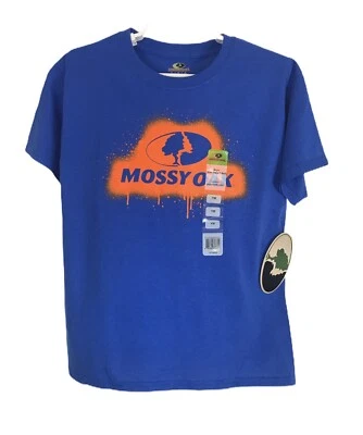 Mossy Oak Boys Shirt Size Youth M Medium Blue Orange Short Sleeve T Shirt NEW - Image 1 of 3
