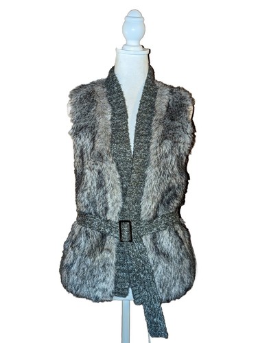 VETEMENTS Gilet Romeo & Giulietta Couture Donna Grigio Pelliccia Finta ~ Taglia Media