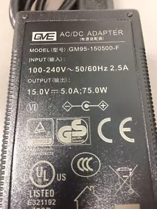 GME AC/DC Adapter, # GM95-150500-F, 15.0V, - Picture 1 of 5