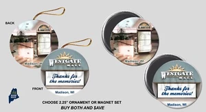 WESTGATE MALL Ornament / Magnet Set / Vintage Defunct Shopping Dead Wisconsin WI - Picture 1 of 1