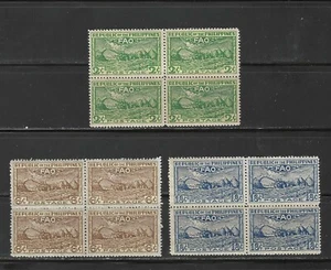 PHILIPPINES , 1948 , FAO , SET OF 3 BLOCKS OF 4 STAMPS , MNH , AGED GUM , CV$24 - Picture 1 of 2