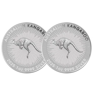 Lot of 2 - 2025 $1 Australia Silver Kangaroo 1 oz .9999 Fine BU - Picture 1 of 2