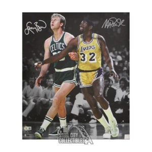 Larry Bird Magic Johnson Autographed 16x20 Basketball Photo - BAS - Picture 1 of 1
