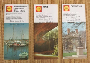 3 anciennes cartes US shell Ohio, Massachusetts Pennsylvania, old US map - Picture 1 of 2