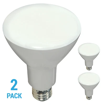 2 Pack Satco S9698 LED 8W 120V BR30 Medium E26 Frosted Dimmable 2700K Warm White - Image 1 of 4