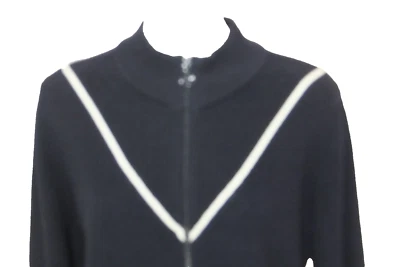 T от Talbots свитер женщин большой новый с Ярлыками синий белый шеврон хлопковая смесь полный молнии - Изображение 1 из 4