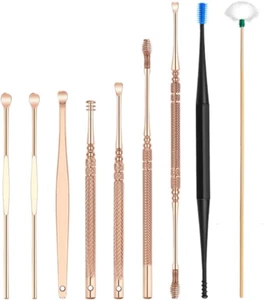 9Pieces Stainless Steel Rose Gold Ear Picks Set Earwax Cleaner Tool Set Stainles - Picture 1 of 12