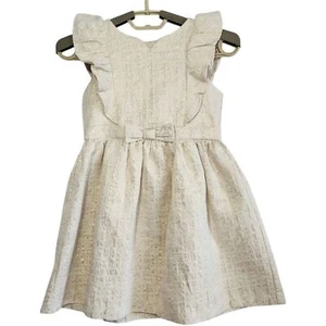Girls Flutter Sleeve Gold Sparkle Dress Cherokee Size XS 4/5 Bow Holiday Party - Picture 1 of 10