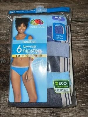 Fruit Of The Loom ~ Bragas Ropa Interior Hipsters de tiro bajo para mujer 6 pares ~ 8/XL Foto 1 de 3