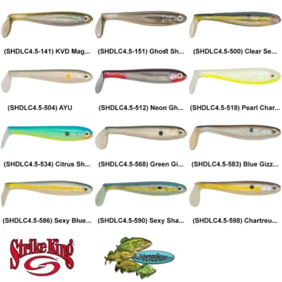 Strike King Shadalicious Swimbait 4.5 Inch Any 12 Color SHDLC4.5 Fishing Lures - Image 1 of 4