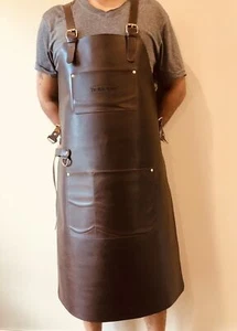 Real Leather Apron Butcher Apron Cook Apron BBQ Cooking Woodworking Apron - Picture 1 of 8