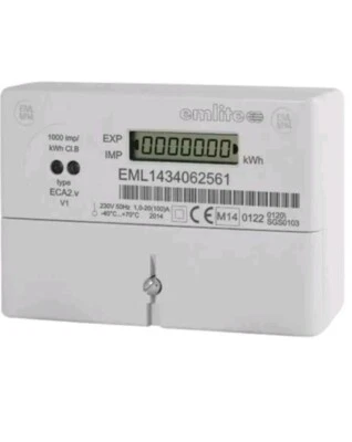 Emlite Single Phase Digital kWh Meter 100A Direction Connection - ECA2-MID - Image 1 of 2