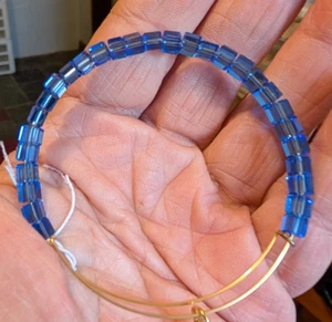 Alex & Ani blue Square Glass Bead bracelet - Picture 1 of 2