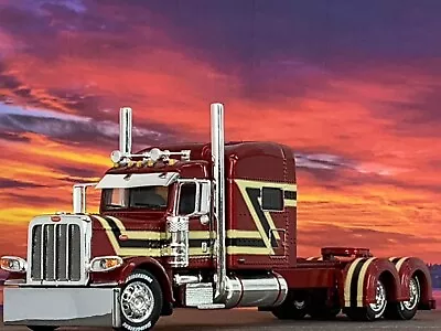 1/64 DCP BURGUNDY/GOLD PETERBILT 389 W/ 70" MID ROOF SLEEPER - Image 1 of 4