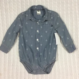 Neu mit Etikett Baby B’gosh 12-18 Monate Baby Junge 100 % Chambray Baumwolle maritim Body - Bild 1 von 10
