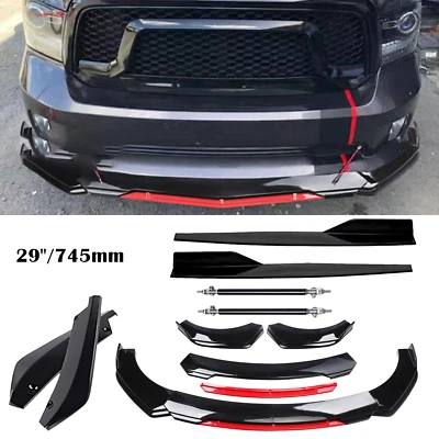 For Dodge Ram 1500 Front Rear Bumper Lip Spoiler Splitter Side Skirt Honda Gloss - Image 1 of 4