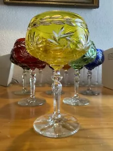 6 vecchie ciotole da spumante bicchieri da champagne colorati tagliati a mano Crystal Lausitz - Foto 1 di 15