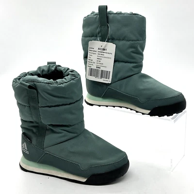 Adidas Kids Size 12 -Climawarm Snowpitch Green Slip On Boots Fleece Lined AC7961 - Image 1 of 4
