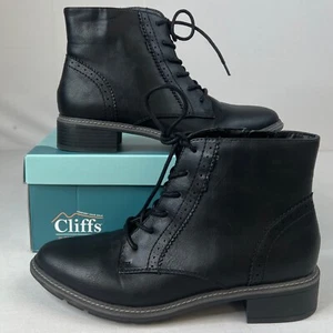 CLIFFS BY WHITE MOUNTAIN Women's Ankle Boots Black Sz 9M Zip Sides - Picture 1 of 9