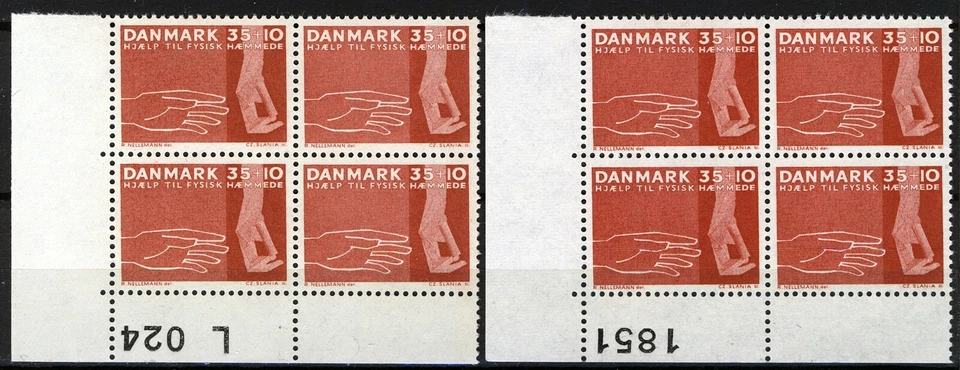 Дания 1963, помощь для физических инвалидов блок набор VF MNH, Mi 415 x-415y cat + 8€ - Изображение 1 из 1