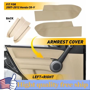 2pcs Fits Honda CR-V CRV 2007-2011 Leather Front Seat Armrest Cover Beige S - Picture 1 of 9